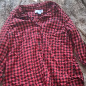 Old Navy Red and Black Plaid Button Down Shirt